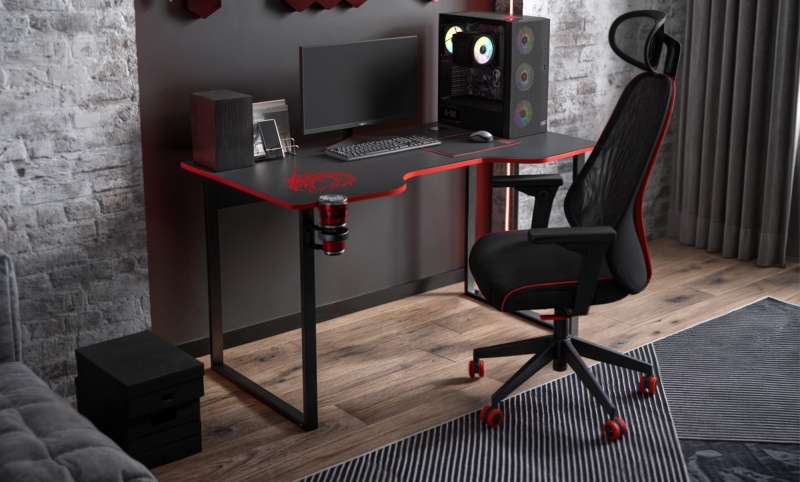 Стол компьютерный КЛ 9.4 РОСТОК (Черный / Красный)