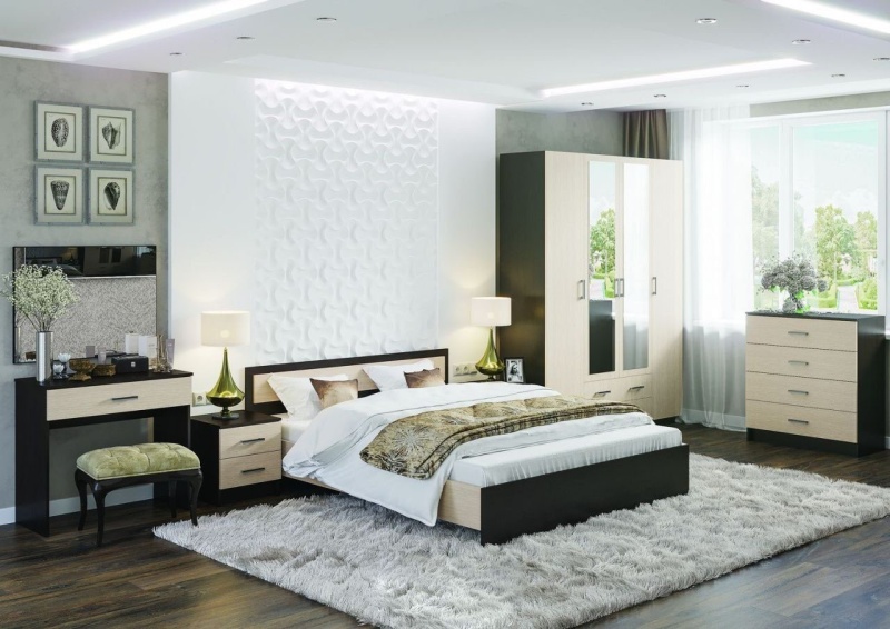 Гармония ШК 602М/Квадро Шкаф 4-х ств. СТЕНД/ТВД (фасад БЕЛФОРТ/корпус ВЕНГЕ (1,6х2,2х0,5))