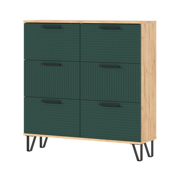 Прихожая Флэш Обувница (1000) МИФ (Браш Мени Грин, Дуб Крафт золото)