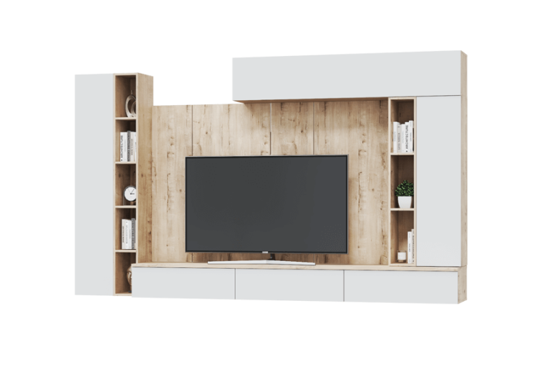 Гостиная Сканди Шкаф настенный 1 створчатый 1680 МЛЕК (Дуб бунратти/белый (316*1680*314))