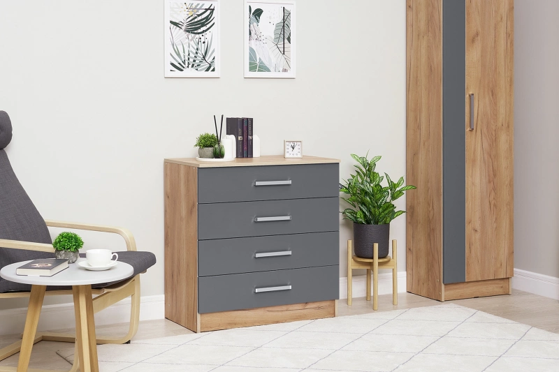 Спальный гарнитур Мартина Комод 800 МИФ (Графит, Дуб крафт золото)