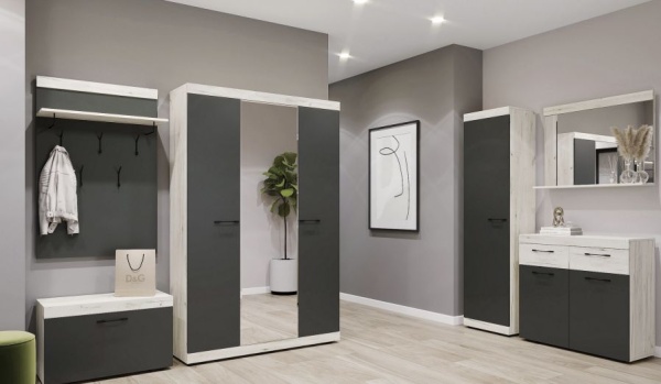 Прихожая Соната ШС-500 Шкаф ПАМИР (Крафт белый-Антрацит)