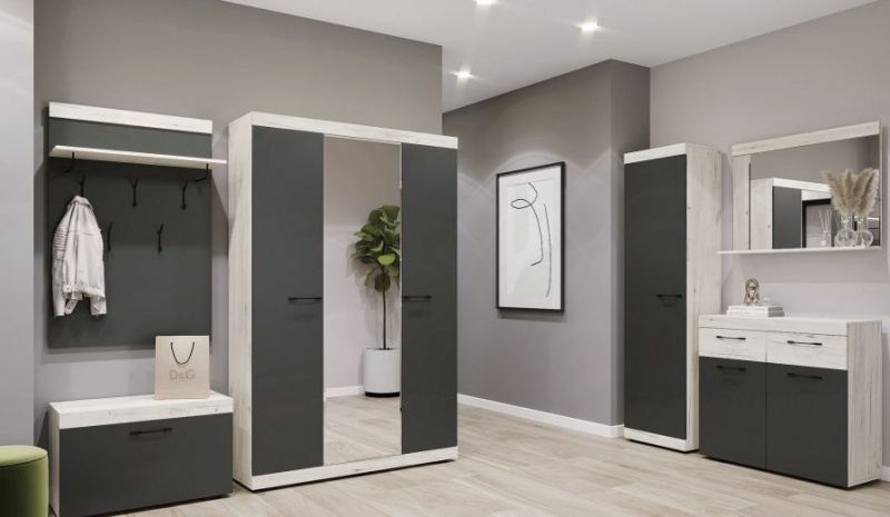 Прихожая Соната ШС-500 Шкаф ПАМИР (Крафт белый-Антрацит)