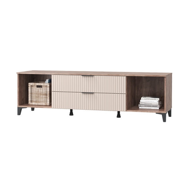 Гостиная Тоскана Тумба под ТВ с 2 дверцами и 2 ящиками МЛЕК (дуб табачный/бисквит(1802*531*446))