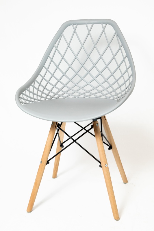 Стул Сидней КНР (Пластиковый стул с деревянными ножками и металлическим каркасом серый)