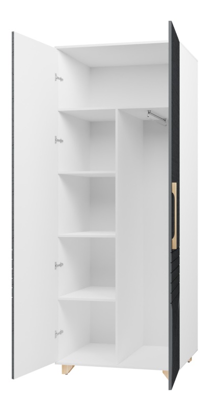 Копенгаген Шкаф 2-х ств. (12 СТУЛЬЕВ) (Корпус: ЛДСП Белый, Фасад: МДФ Серый графит)