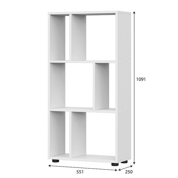 Токио Стеллаж SV-мебель (Белый текстурный (551*1091*250))