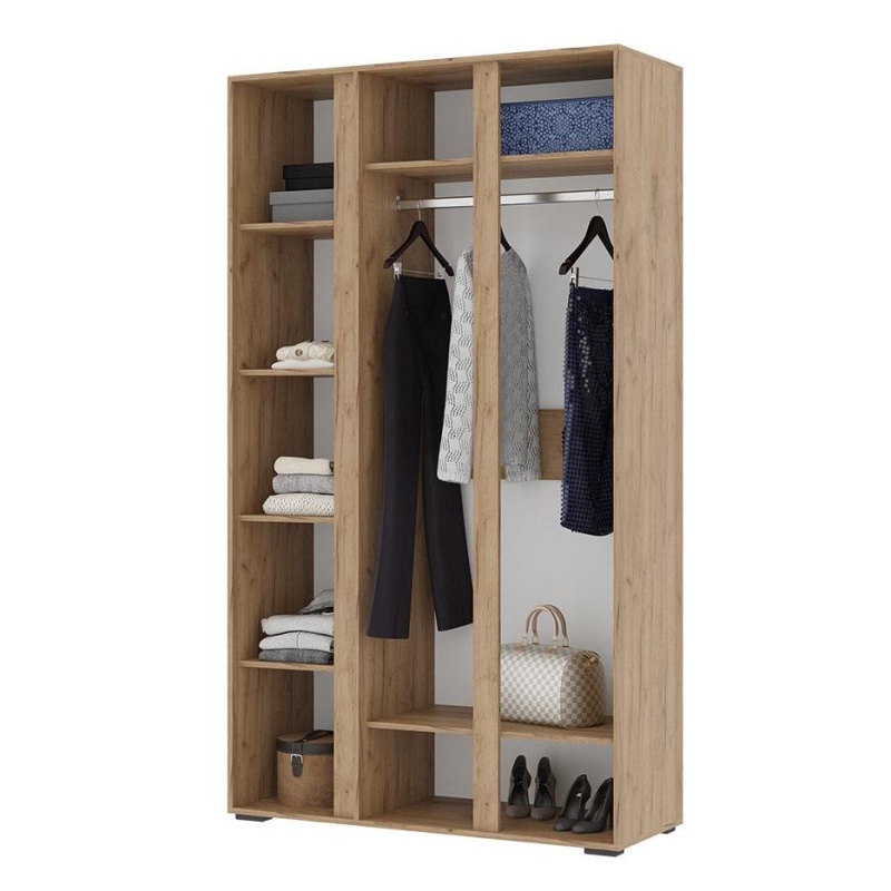 Хелен/Люмо ШК 02 Шкаф 3-х ств. с зеркалом СТЕНД/ТВД (фасад СЕРЫЙ ГРАФИТ 0162/корпус ДУБ КРАФТ ЗОЛОТО)