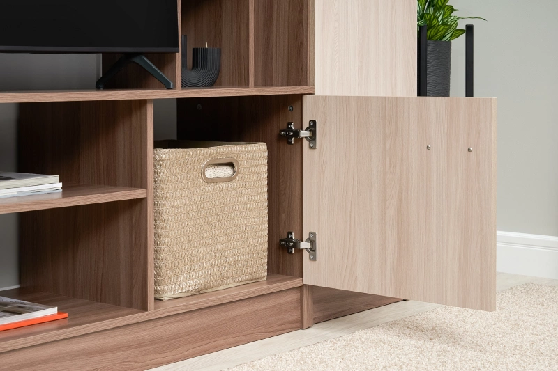 Гостиная Марта - М СТЕНД (фасад ШИМО СВЕТЛЫЙ/корпус ШИМО ТЕМНЫЙ (2700*2124*468/ТВ 936*812))