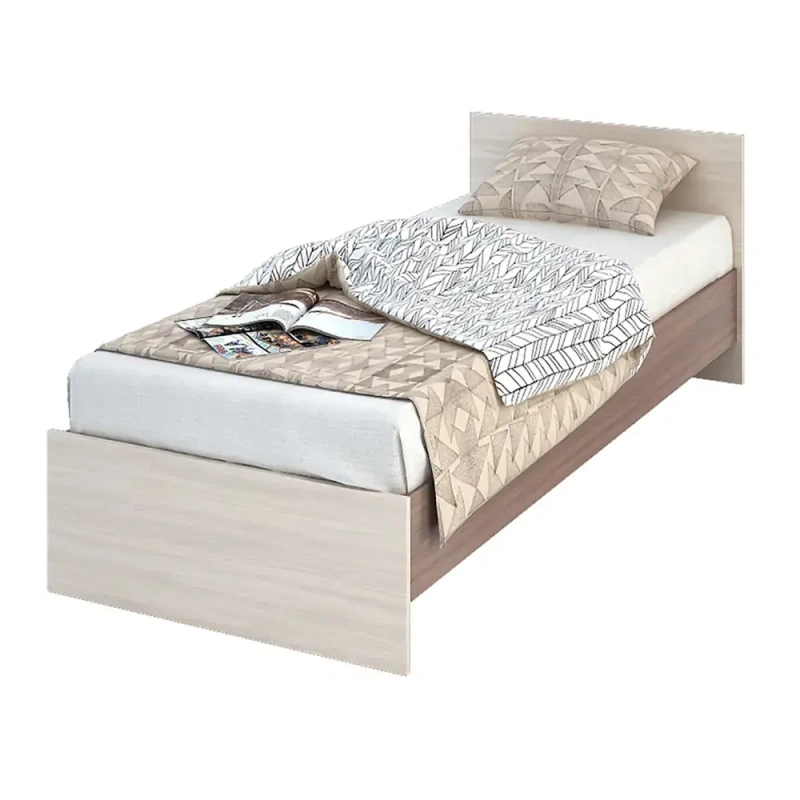 Басса (Бася) КР 554 Кровать 0,8*2,0 СТЕНД (фасад ШИМО СВЕТЛЫЙ/корпус ШИМО ТЕМНЫЙ (0,852х0,7х2,032))