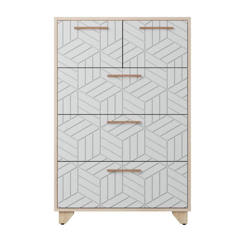 Амстердам Комод (12 СТУЛЬЕВ) (Корпус: ЛДСП Дуб Сонома, Фасад: МДФ Белый мат)