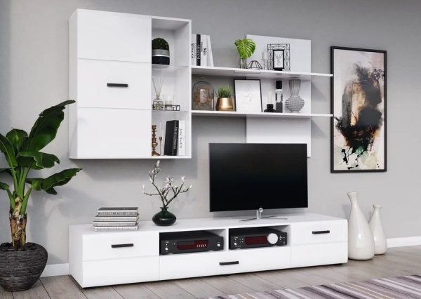 Гостиная Нэнси NEW Комод (3 д.+3ящ.) (МДФ) МИФ (Белый глянец холодный, Белый)