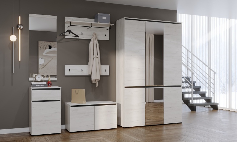 Прихожая Гретта Вешалка 900 ПАМИР (Крафт белый-Антрацит)