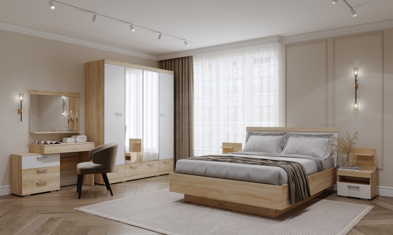 Соната Шкаф ШСЗ-1800 ПАМИР (Сонома-Белый глянец)