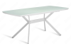 Стол Олимп Стекло 1400 Ваша Мебель (стекло белое/мдф белый/каркас основание X МУАР белый (1400(1800)х850))