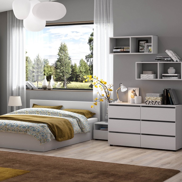 Токио Полка книжная ЛДСП SV-мебель (Белый текстурный (800х300х250))