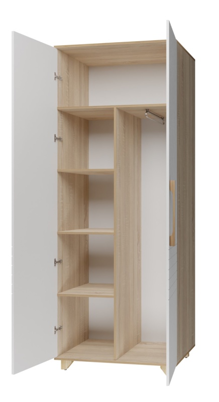 Копенгаген Шкаф 2-х ств. (12 СТУЛЬЕВ) (Корпус: ЛДСП Дуб Сонома, Фасад: МДФ Белый мат)