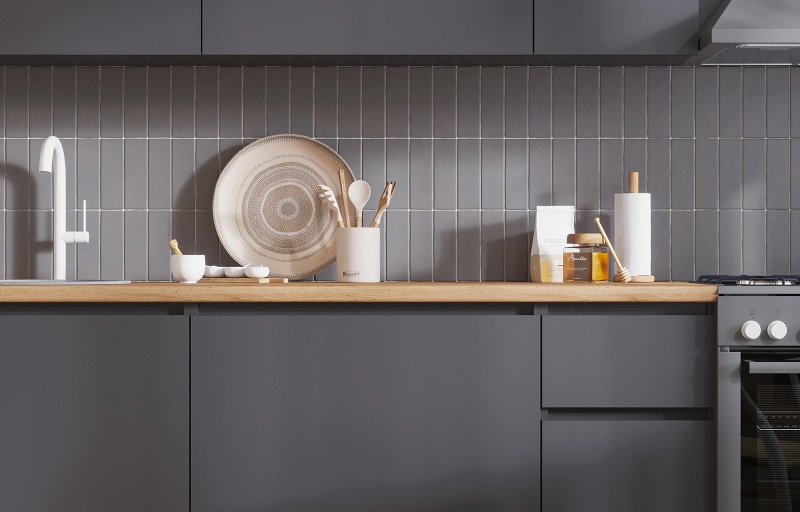 Кухня Хелен/Люмо 1,7 СТЕНД/ТВД (фасад СЕРЫЙ ГРАФИТ 0162/корпус ДУБ КРАФТ ЗОЛОТО)