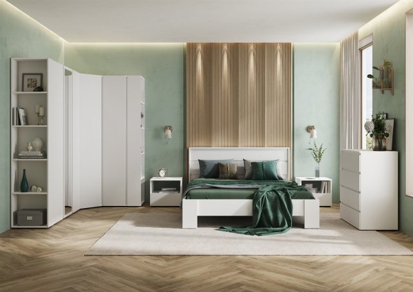 Хелен/Люмо СТЛ 01 Стеллаж СТЕНД/ТВД (фасад БЕЛЫЙ/корпус БЕЛЫЙ)