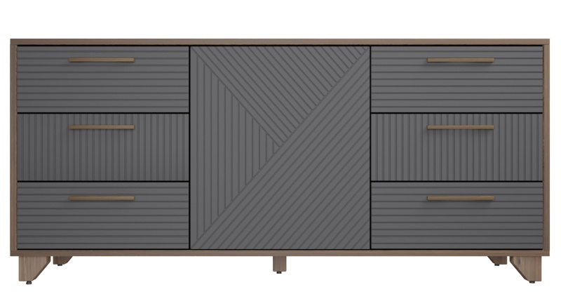 Копенгаген Комод (12 СТУЛЬЕВ) (Корпус: ЛДСП Дуб Самдал, Фасад: МДФ Серый графит)