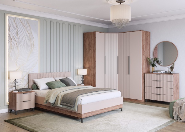 Спальный гарнитур Тоскана Комод 4 ящика МЛЕК (дуб табачный/бисквит(902*935*446))