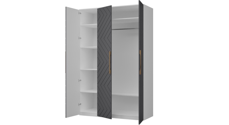 Копенгаген Шкаф 3-х ств. (12 СТУЛЬЕВ) (Корпус: ЛДСП Белый, Фасад: МДФ Серый графит)