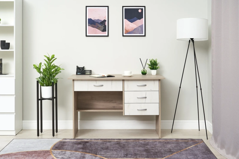 Сити Стол письменный СТЕНД (ДУБ КРАФТ БЕЛЫЙ/ДУБ КРАФТ СЕРЫЙ)