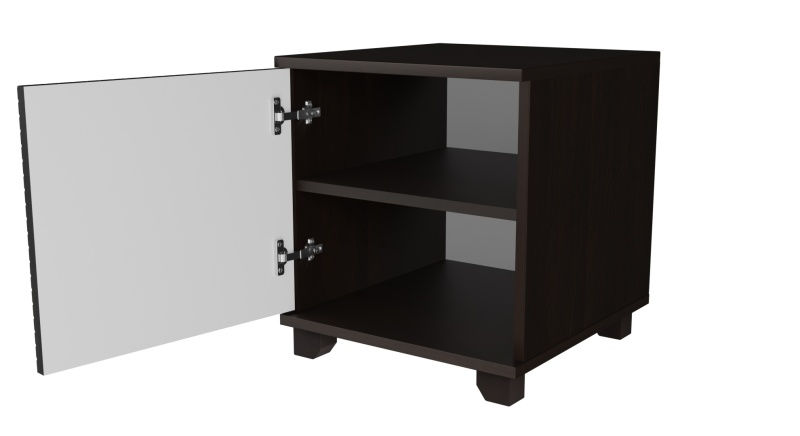 Копенгаген Тумба прикроватная со створкой (12 СТУЛЬЕВ) (Корпус: ЛДСП Венге, Фасад: МДФ Черный мат)