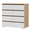 Хелен/Люмо КМ 04 Комод 8 ящиков СТЕНД/ТВД (фасад БЕЛЫЙ/корпус ДУБ КРАФТ ЗОЛОТОЙ (1002*958*460))