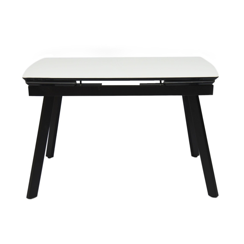 Стол Мадрид Люкс Про Керамика 1400 Ваша мебель (Керамика 920 B Бежевый опал, МДФ+пленка черная, каркас черный+Опора №16 муар черный (1400(2000)х850) )