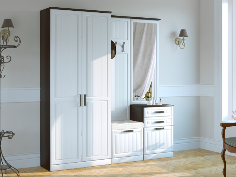 НКМ Венеция-1 МДФ Секция №3 шкаф 2-х ствр. РОСТОК (Венге / Белое дерево)