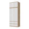 Челси Шкаф 2-х ств (2УПК) с антресоль-тумба универсальная МИФ (Белый глянец холодный, дуб сонома)