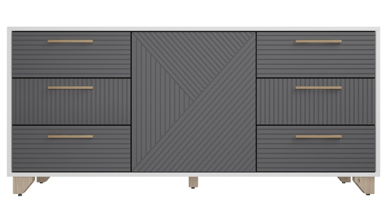 Копенгаген Комод (12 СТУЛЬЕВ) (Корпус: ЛДСП Белый, МДФ Серый графит)