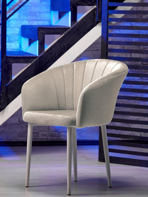 Стул Версаль ПАМИР (F06 Светло-бежевый/Белая опора)