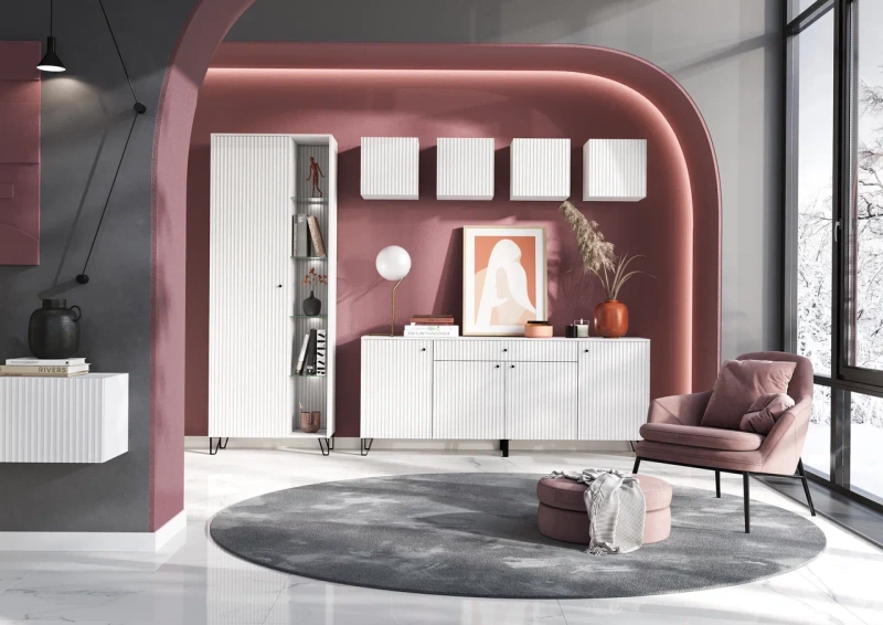 Гостиная Оливия Шкаф навесной малый МДФ МИФ (Белый, Белый глянец холодный)