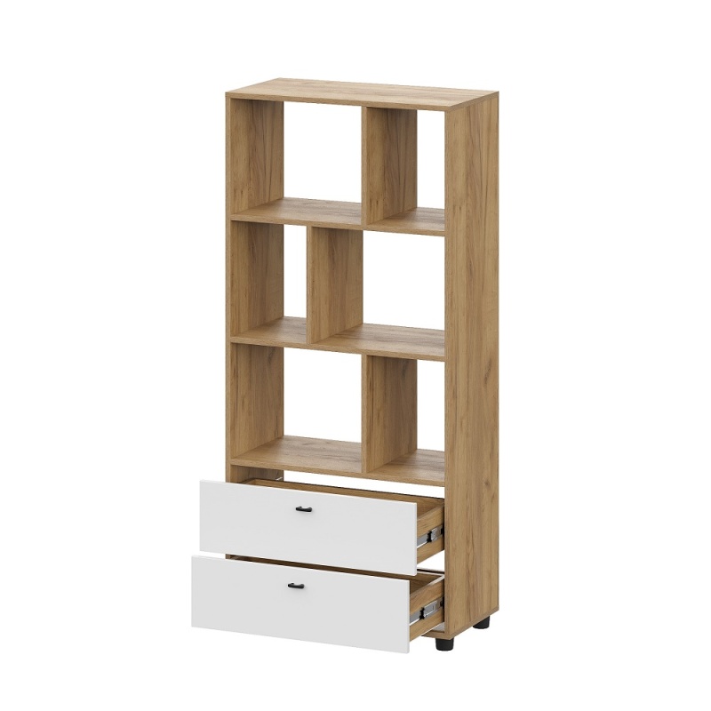 Модульная система Милан Стеллаж SV-мебель (Дуб Золотой/Белый Матовый)