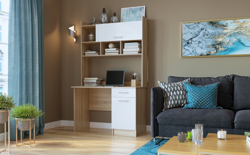 Стол ПКС-2 ПАМИР (Сонома-Белый глянец)