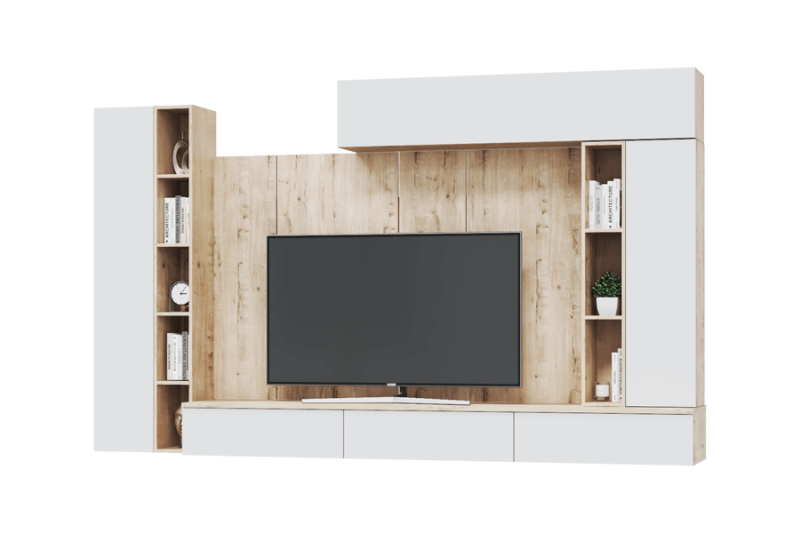 Гостиная Сканди Шкаф настенный 1 створчатый 1680 МЛЕК (Дуб бунратти/белый (316*1680*314))