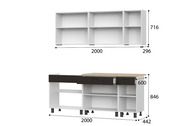Кухонный гарнитур КГ-2 (2000) ЛДСП SV-мебель (Белый/Сонома/Венге/Дуб сонома (2000*2142*600*600))