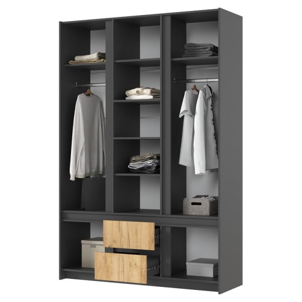 Спальный гарнитур Остин Шкаф 3-х ств. 1500 МИФ (Дуб крафт золото, Графит)