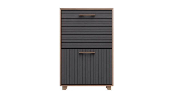 Копенгаген Обувница 2 ящика (12 СТУЛЬЕВ) (Корпус: ЛДСП Дуб Самдал, Фасад: МДФ Серый графит)