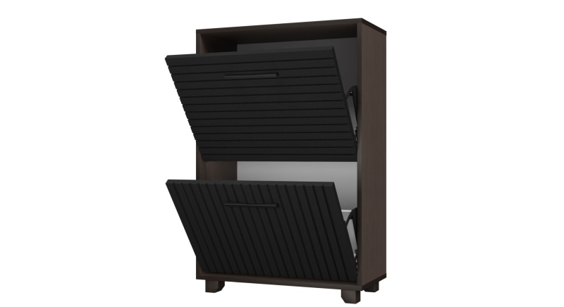 Копенгаген Обувница 2 ящика (12 СТУЛЬЕВ) (Корпус: ЛДСП Венге, Фасад: МДФ Черный мат)