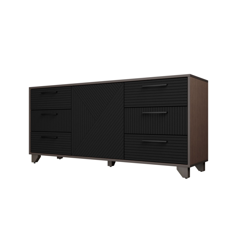 Копенгаген Комод (12 СТУЛЬЕВ) (Корпус: ЛДСП Венге, Фасад: МДФ Черный мат)