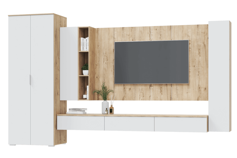 Гостиная Сканди Шкаф настенный 1 створчатый 1680 МЛЕК (Дуб бунратти/белый (316*1680*314))