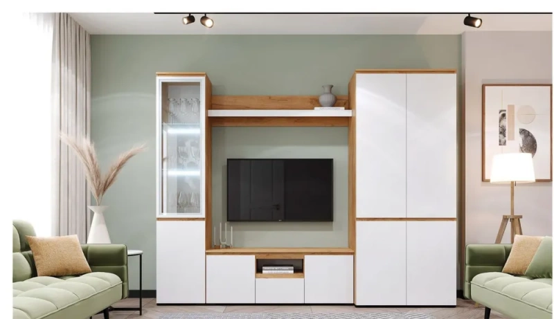 Гостиная Гретта Шкаф 4С ПАМИР (Крафт золотой-Белый)