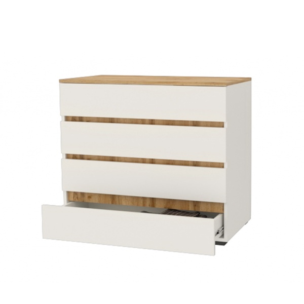 НКМ Дубай секция №3 Комод 900 РОСТОК (Белый жемчуг / Дуб Вотан)