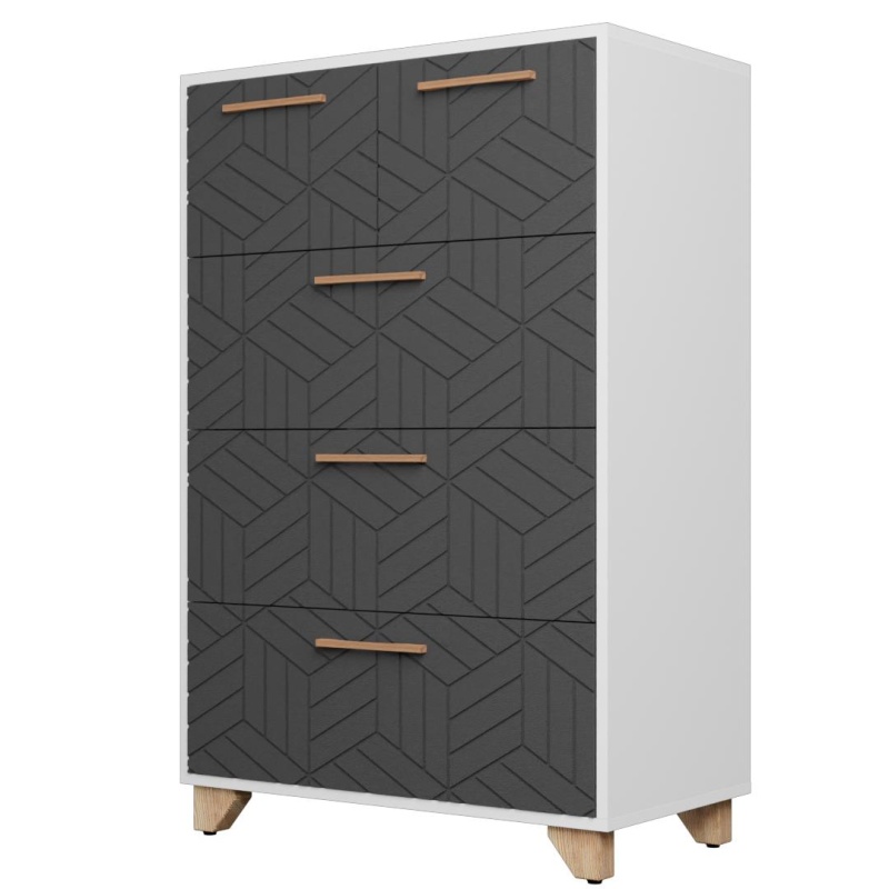 Амстердам Комод (12 СТУЛЬЕВ) (Корпус: ЛДСП Белый, МДФ Серый графит)