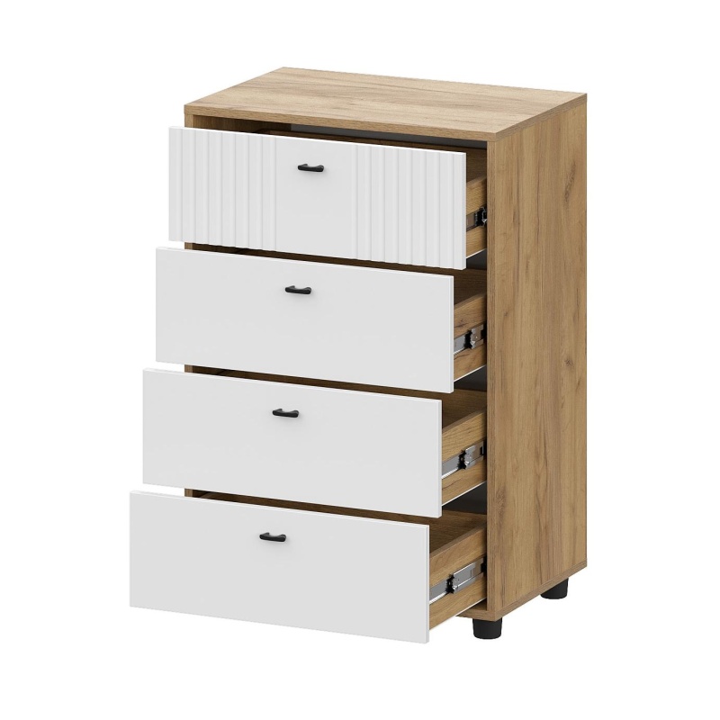 Модульная система Милан Комод 4 ящика SV-мебель (Дуб Золотой/Белый Матовый (601*886*401))