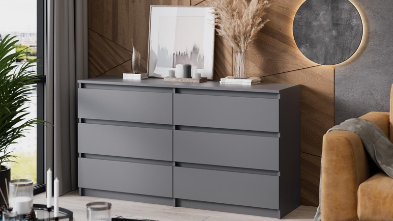 Денвер Комод с ящиками (1,38м) SV-мебель (Графит серый)