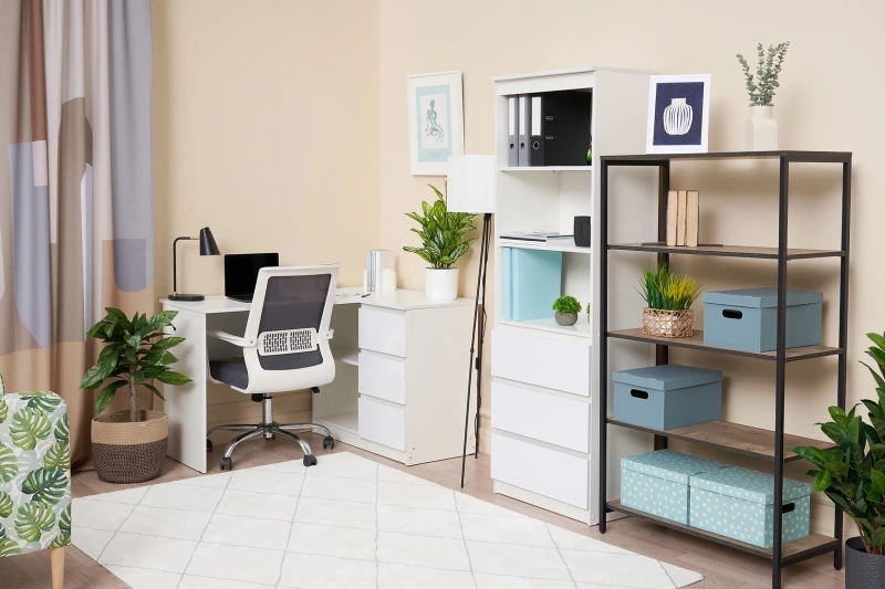 Челси Стеллаж МИФ (Белый глянец холодный, Белый)